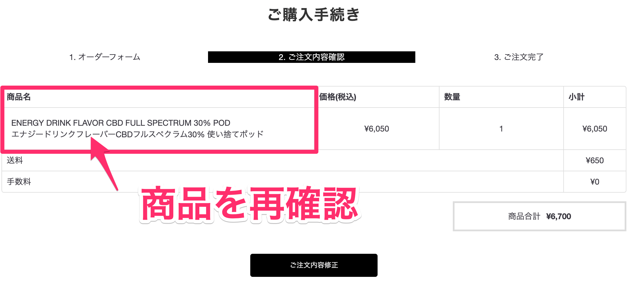 商品の最終確認